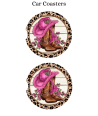 Leopard Pink Cowgirl - Car Coaster