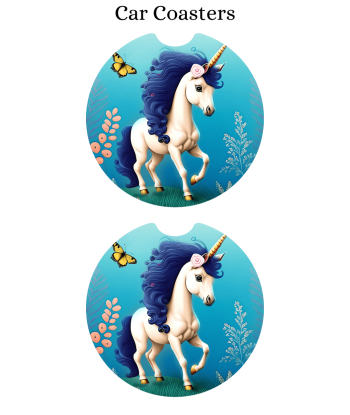 Magical Unicorn Blue - Car Coaster