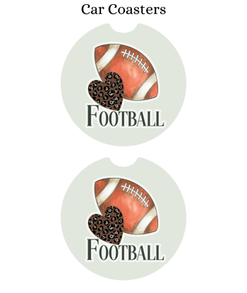 Football Leopard Heart - Car Coaster