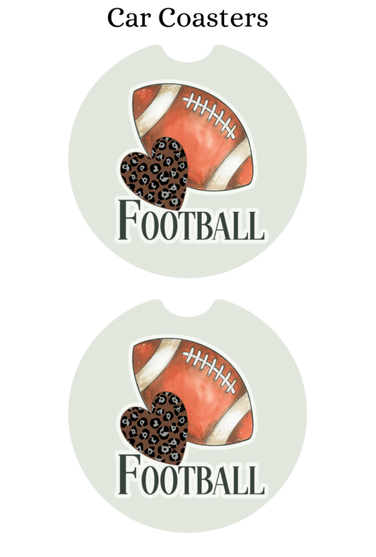 Football Leopard Heart - Car Coaster