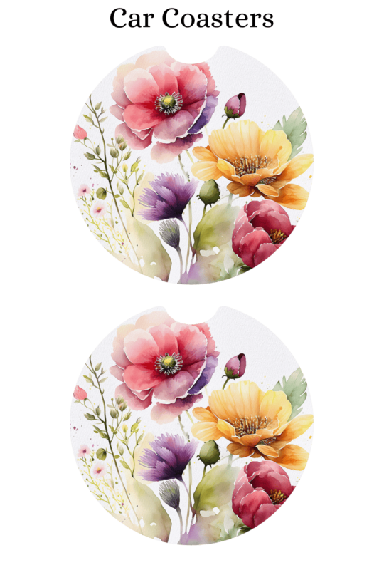 Watercolor Wildflowers - Car Coaster