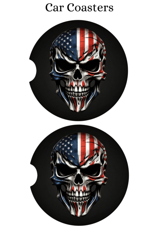 Patriotic Skull - Car Coaster