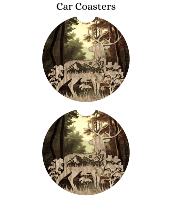 Forest Scene Buck - Car Coaster