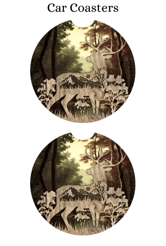 Forest Scene Buck - Car Coaster