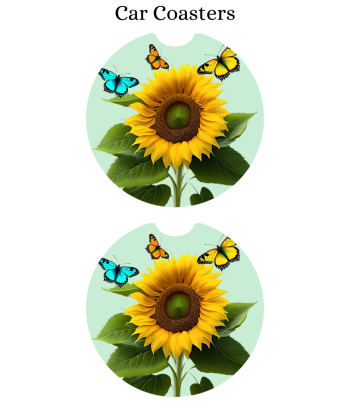 Sunflower Butterflies - Car Coaster