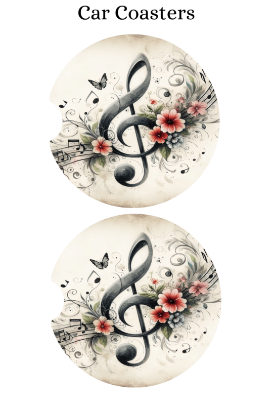 Floral Music - Car Coaster