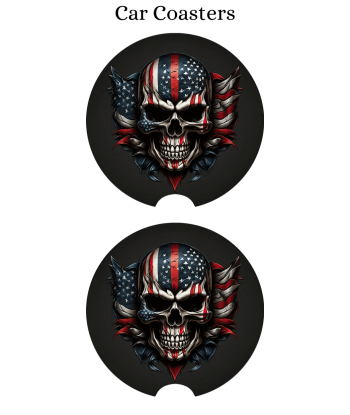 Patriotic Skull 3 - Car Coaster