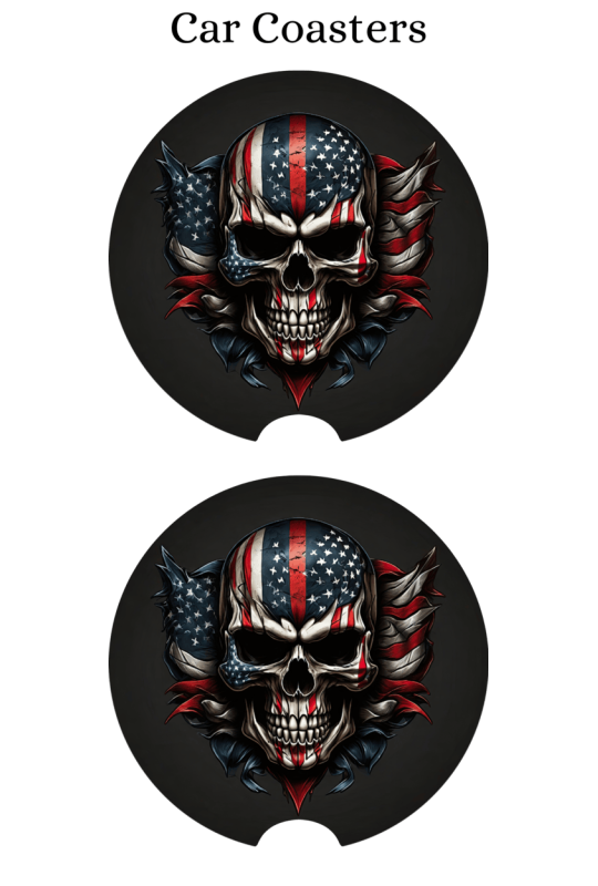 Patriotic Skull 3 - Car Coaster