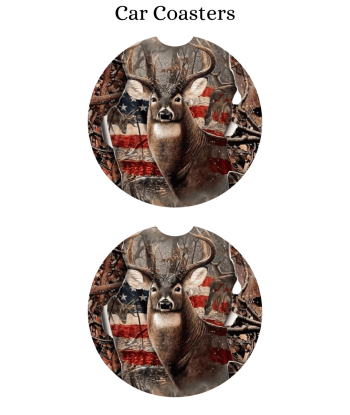 Usa Flag Deer - Car Coaster