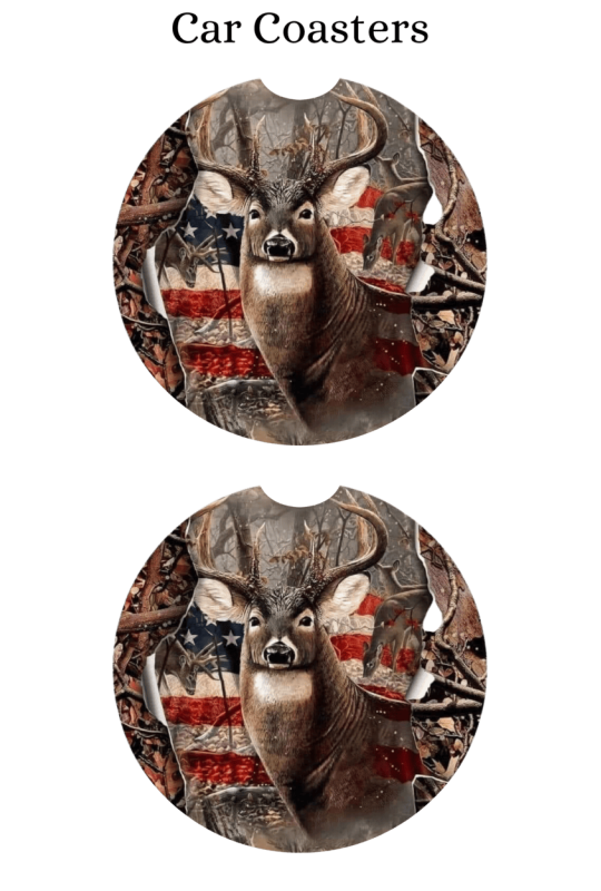 Usa Flag Deer - Car Coaster