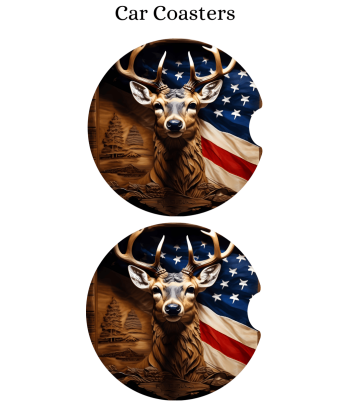 Deer Usa Tooled Leather - Car Coaster