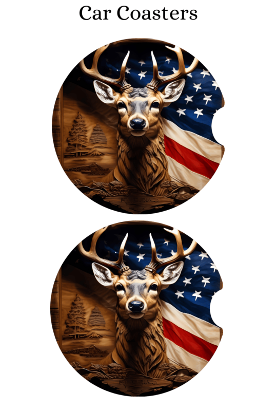 Deer Usa Tooled Leather - Car Coaster