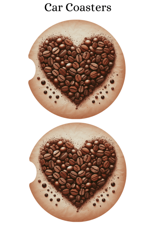 Coffee Bean Heart - Car Coaster