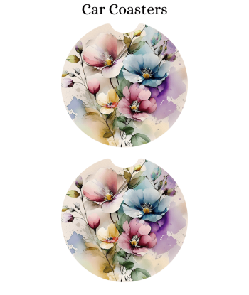 Watercolor Wildflower Bouquet - Car Coaster