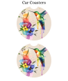 Floral Hummingbird Watercolor - Car Coaster