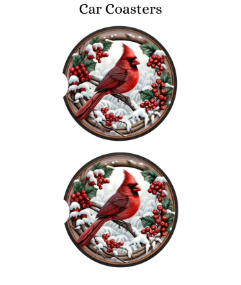 Red Cardinal Winter - Car Coaster