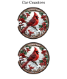 Red Cardinal Winter - Car Coaster