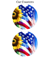 Usa Flag Sunflower - Car Coaster