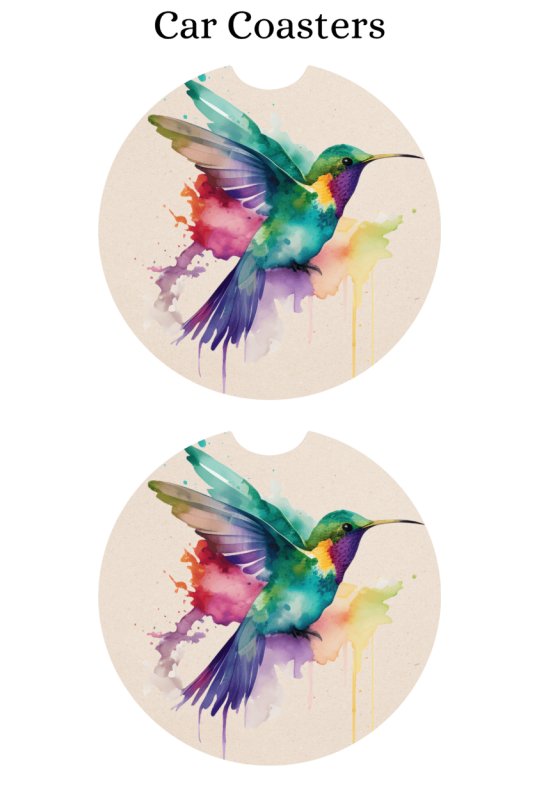 Watercolor Hummingbird - Car Coaster