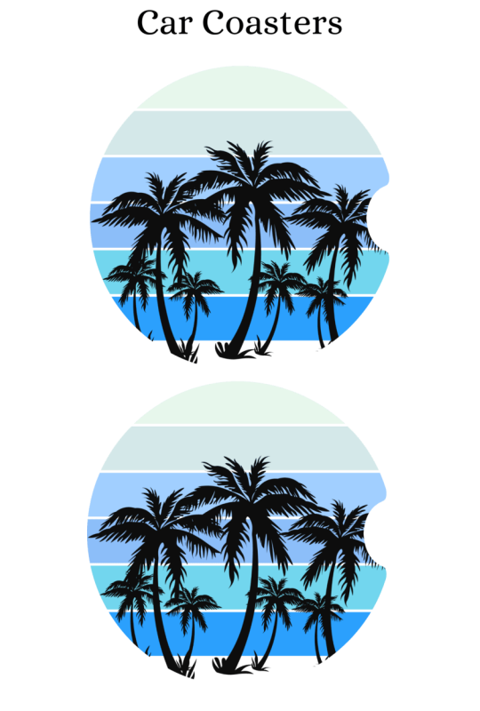 Tropical Retro Blue - Car Coaster