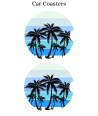 Tropical Retro Blue - Car Coaster