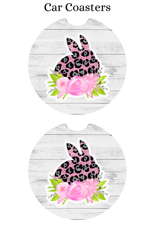 Easter Bunny Leopard - Car Coaster