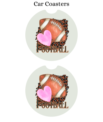 Football Pink Heart - Car Coaster