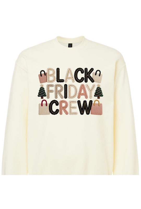 Black Friday Crew Faux Embroidery - Adult
