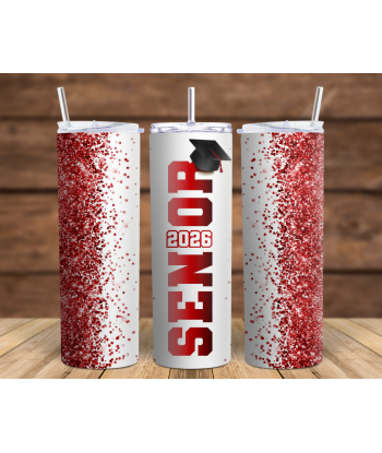 Senior Red Glitter - Skinny Tumbler