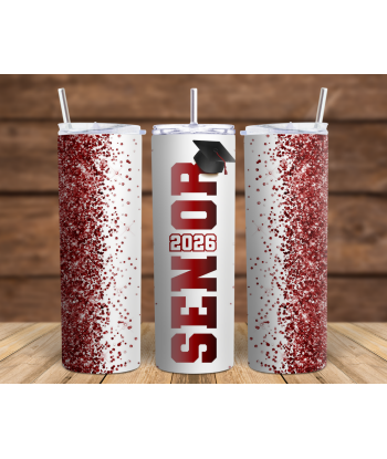 Senior Crimson Glitter - Skinny Tumbler