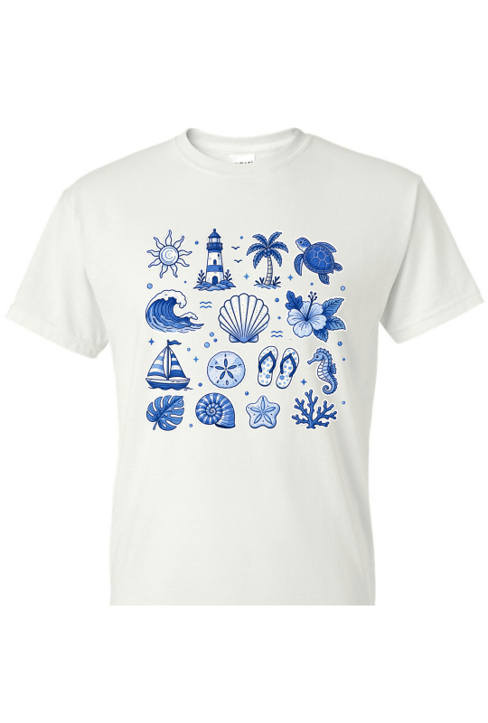 Coastal Collage Blue - Adult