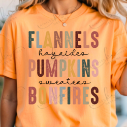 Flannels Hayrides Pumpkins Distressed - Adult