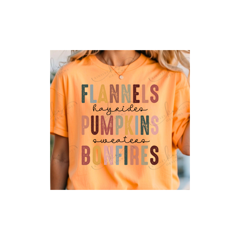 Flannels Hayrides Pumpkins Distressed - Adult