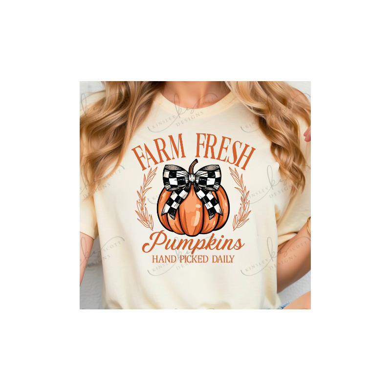 Farm Fresh Pumpkins Checkered Bow - Adult