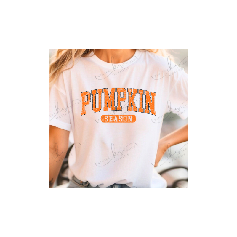 Pumpkin Season Varsity Distressed - Adult