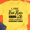 Red Hair Warning Label - Adult