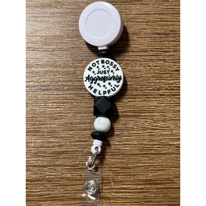 Aggressively Helpful - Beaded ID Badge Reel