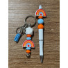 School Supplies Rainbow White - Beaded Keychain