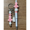 Breast Cancer Ribbon Leopard - Beaded Keychain