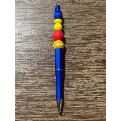 Blue Yellow Softball - Beaded Ink Pen