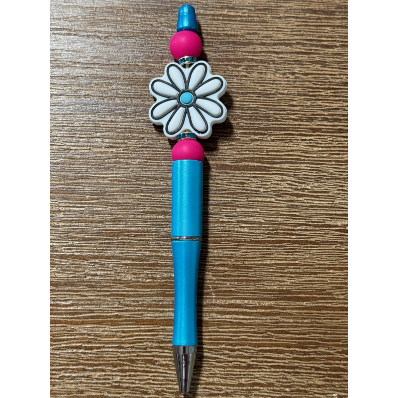 White Sunflower - Beaded Ink Pen