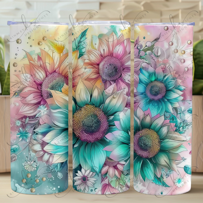 Sunflower Watercolor - Skinny Tumbler