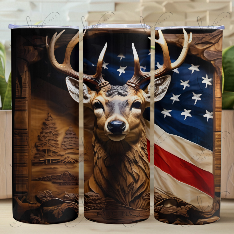 Deer Tooled Leather - Skinny Tumbler