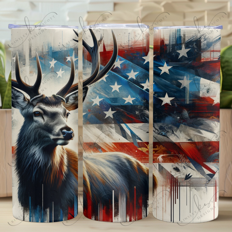 Deer Paint Drip - Skinny Tumbler