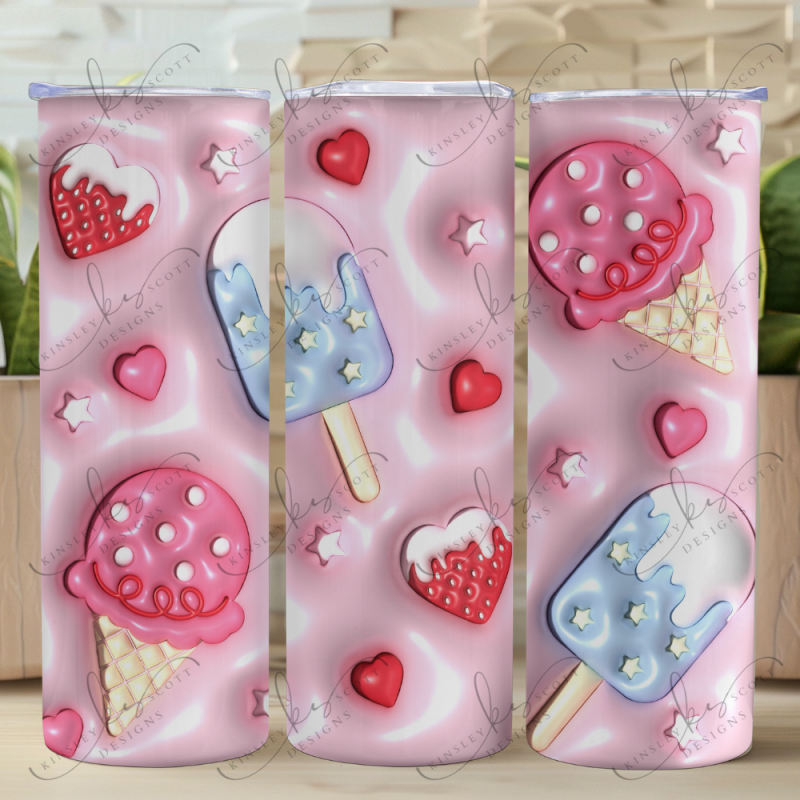 Popsicles Paper Pink - Skinny Tumbler