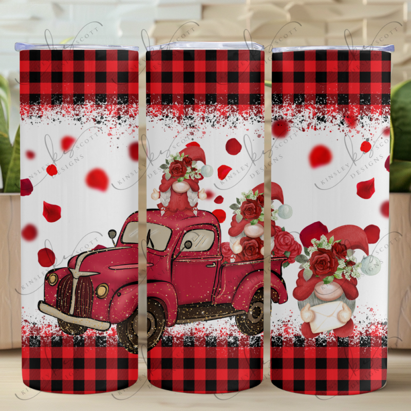 Valentine Gnomes Red - Skinny Tumbler