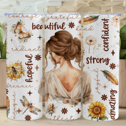 Affirmations Sunflower - Skinny Tumbler