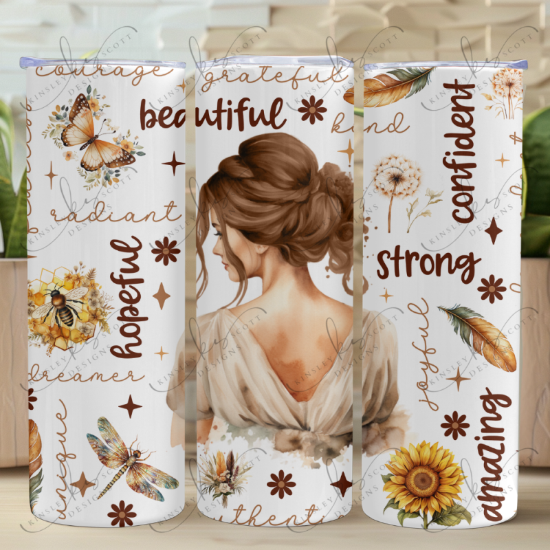 Affirmations Sunflower - Skinny Tumbler Affirmations Sunflower - Skinny Tumbler
