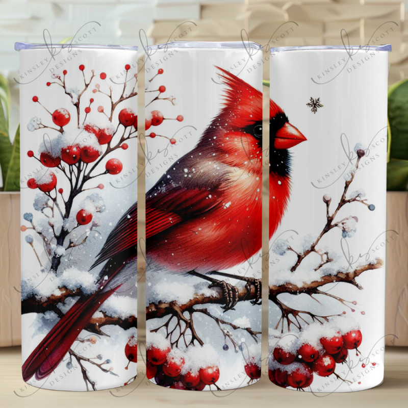 Snowy Cardinal - Skinny Tumbler Snowy Cardinal - Skinny Tumbler