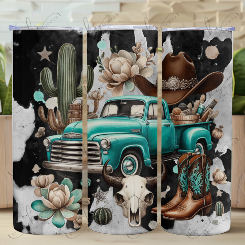 Western Vintage Truck - Skinny Tumbler Western Vintage Truck - Skinny Tumbler
